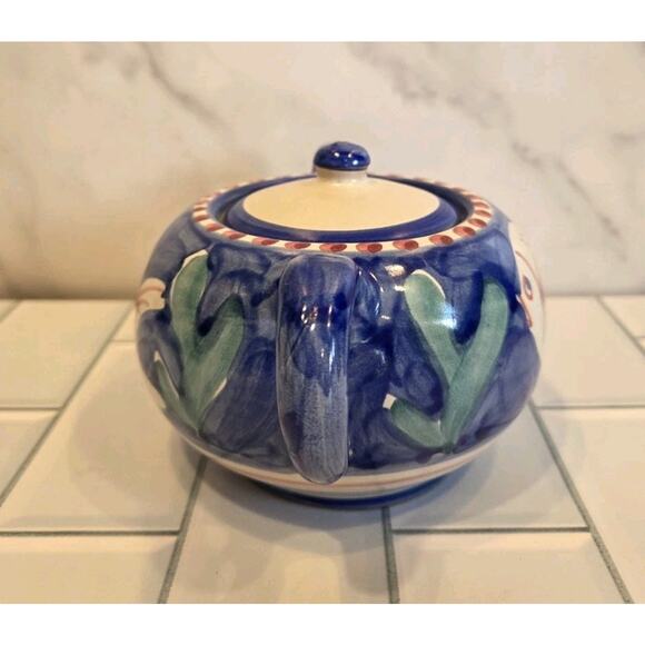 Vietri Solimene FISH Sugar Bowl w/ Lid Blue Campagna Italy Italian Pottery EUC - Picture 4 of 12